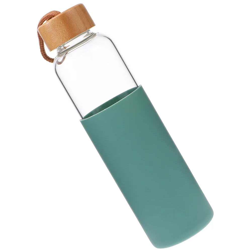 

Glass Coffee Cup Bamboo Lid With Silicone Sleeve Drop Resistance For Tea Milk Juice Outdoor Camping Reusable Drinking