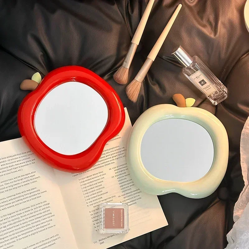 Latest Makeup Mirror Student Dormitory Apple Mirror Cartoon Apple Portable Small Mirror Office Desktop Household Makeup Mirror