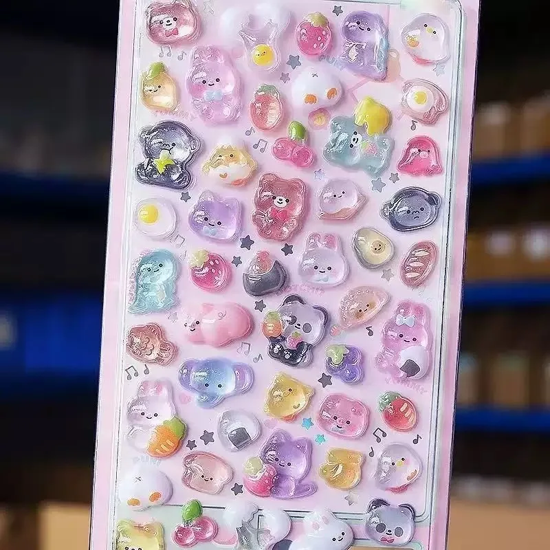 Funny Sweet Furit Ice Cream Pets Drop 3D Relief Sticker Scrapbooking Diy Diary Decor Journaling Stationery Kawaii Stickers image 3