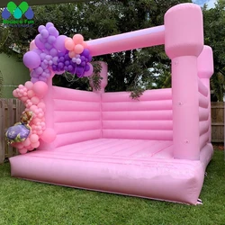 Pastle Roze Moonwalk Bounce Huis Opblaasbare Jumper Wit Springkasteel Springkussen Commerciële Voor Kids Party