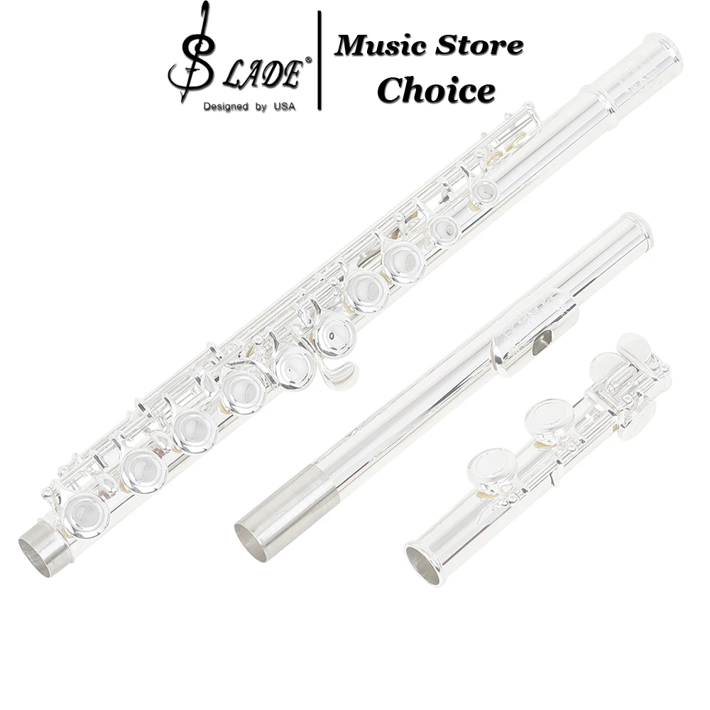 M MBAT 16 Closed Holes Flute C Key with E-key Transverse Flute for Concert Performance Practicement Woodwind instruments