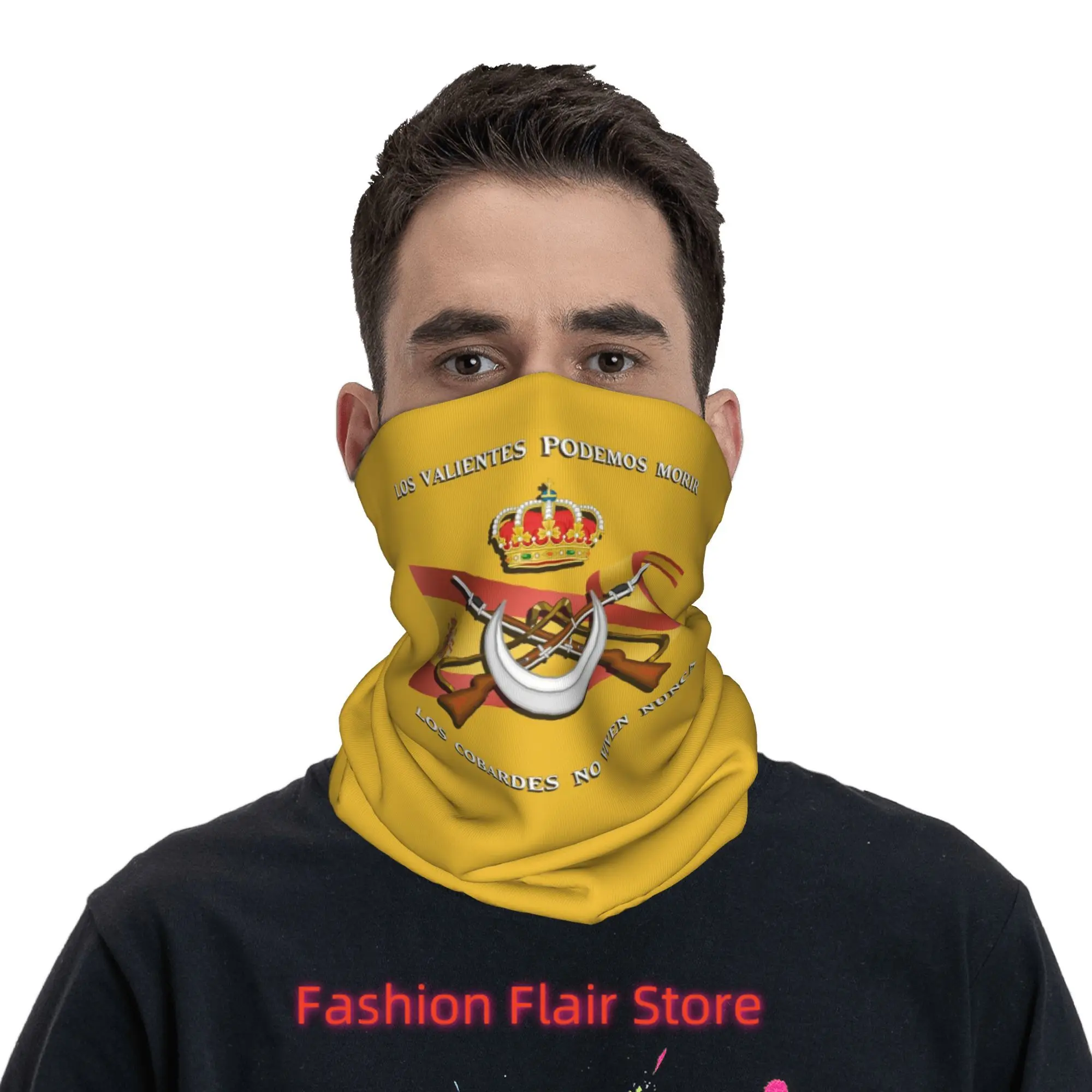 스페인 군단 깃발 스페인 육군 자랑스러운 반다나 목 커버 프린트 랩 스카프 헤드웨어 하이킹 낚시 유니섹스 성인 올 시즌