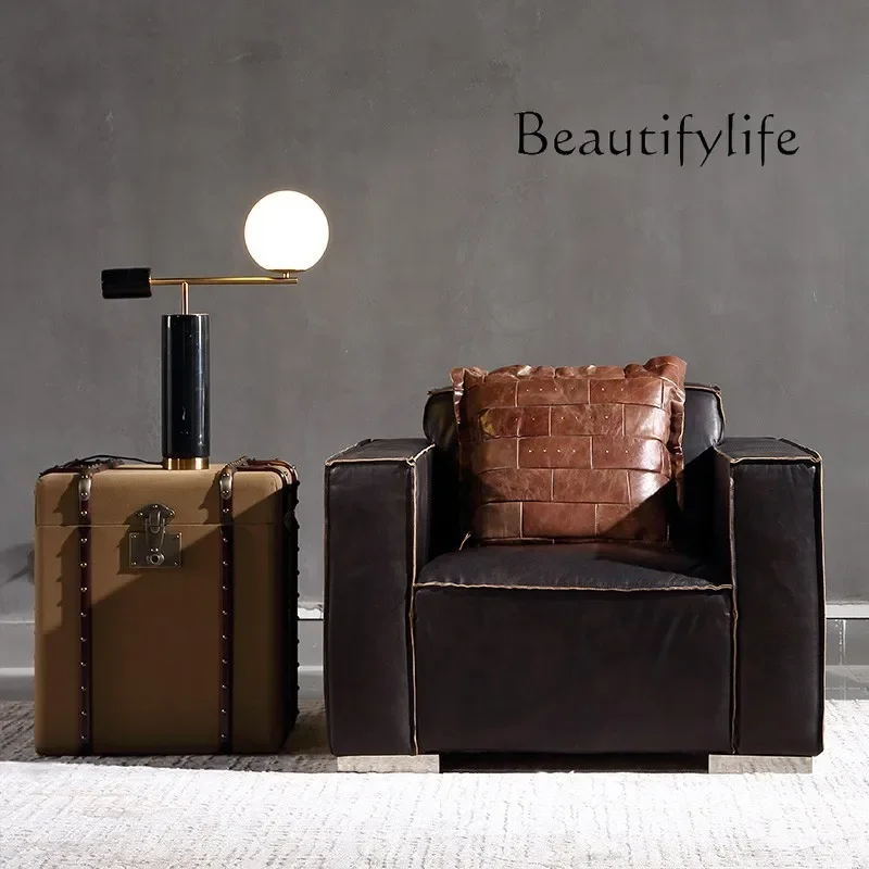 M American Retro Industrial Style Old Linen Storage Box, Living Room Decoration Box, Retro Side Table
