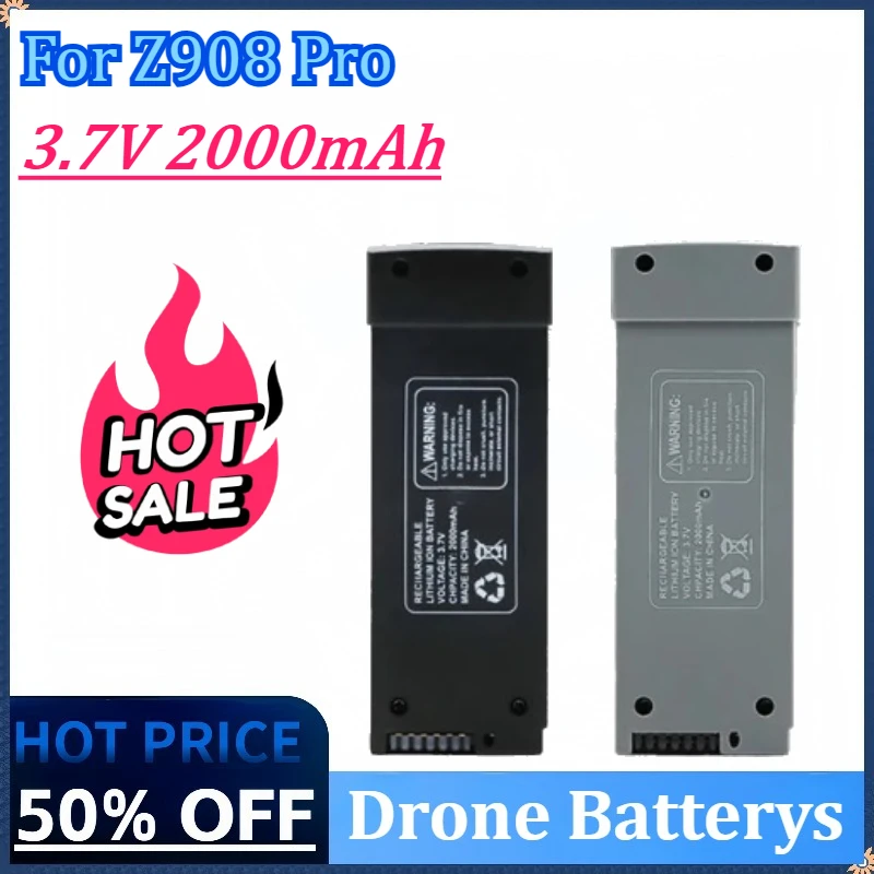 

3.7V 2000mAh Drone Battery For Z908 Pro RC Plane Drone Grey/Black Battery Accessories Parts High Quality Rechargeable Battery