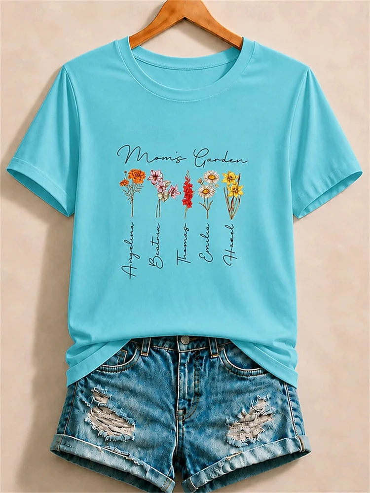 2026 New Women's Summer Crew-Neck Short-Sleeve Top Simple Print Fashionable Casual T-Shirt Comfortable and Breathable T-Shirt
