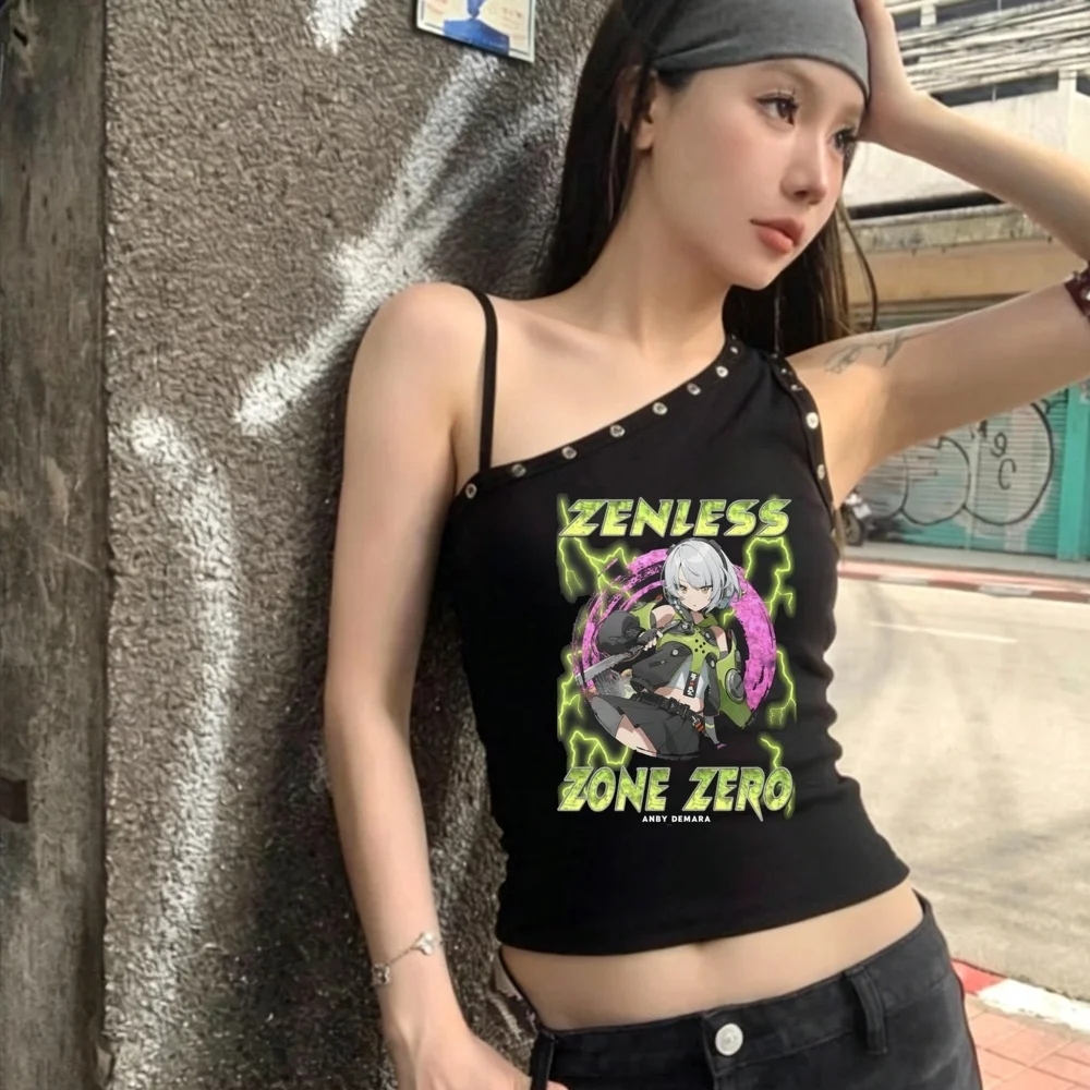 Zenless Zone Zero cropped top female gothic meme summer dollette y2k t-shirt streetwear manga cutecore kawaii