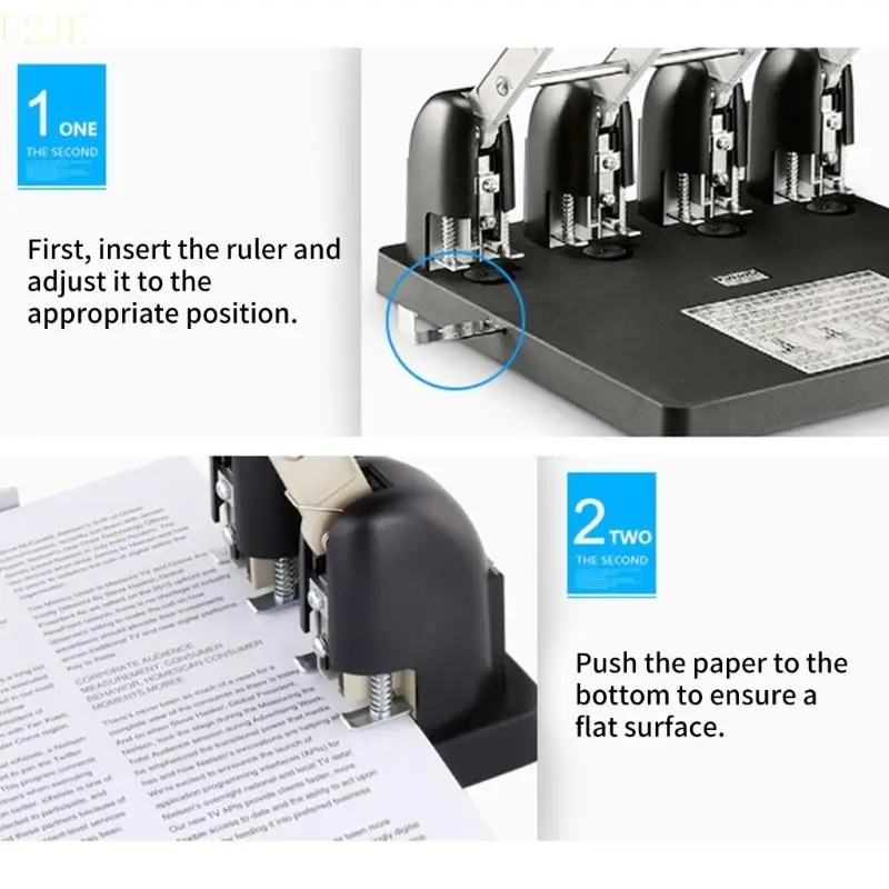 U2JE 150 Sheets Capacity Heavy Duty 4 Hole Punches with Adjustable Guide For PVC Card