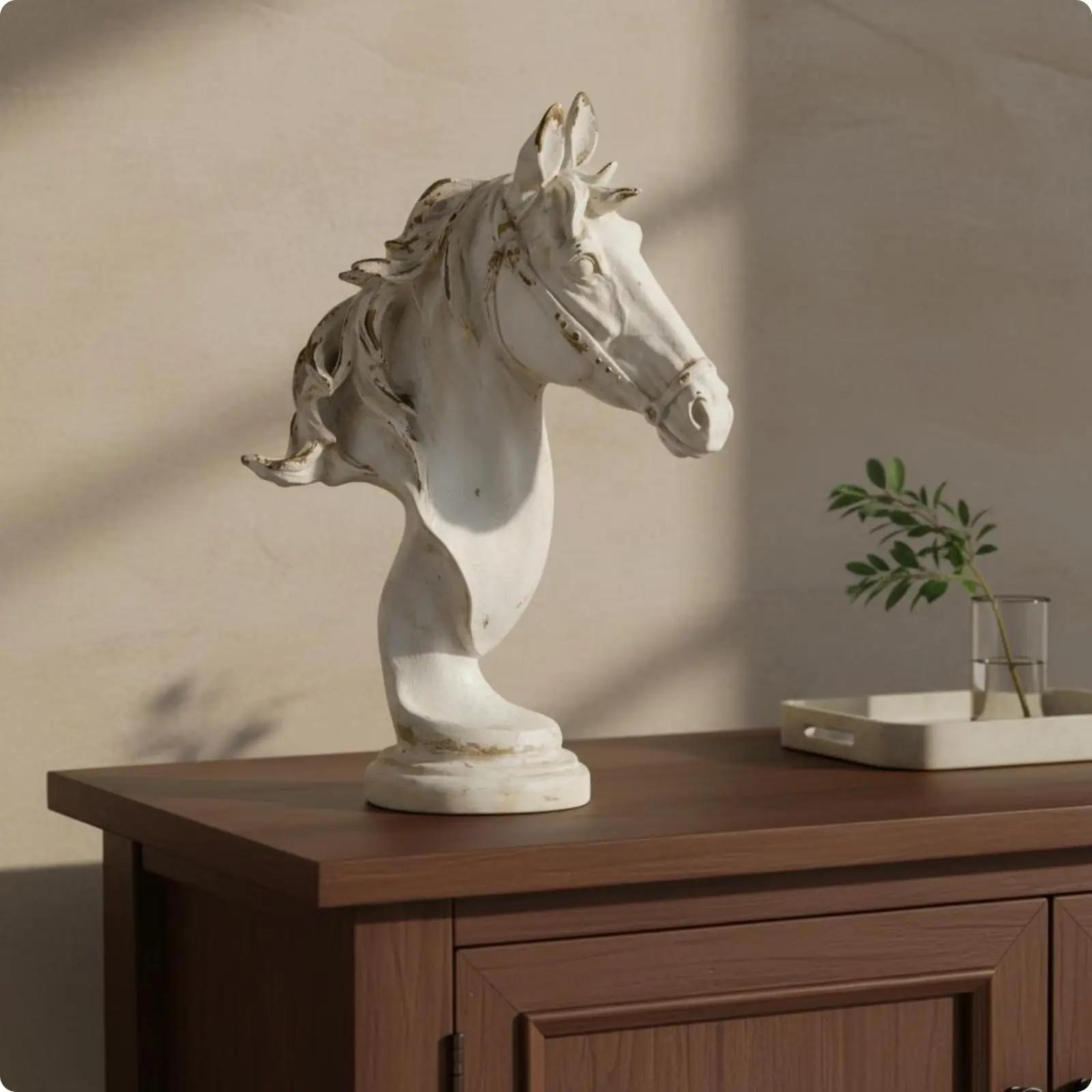 Resin Horse Desktop Ornament European Style Sculpture Decorative Animal Head for Lobby Shelf Office