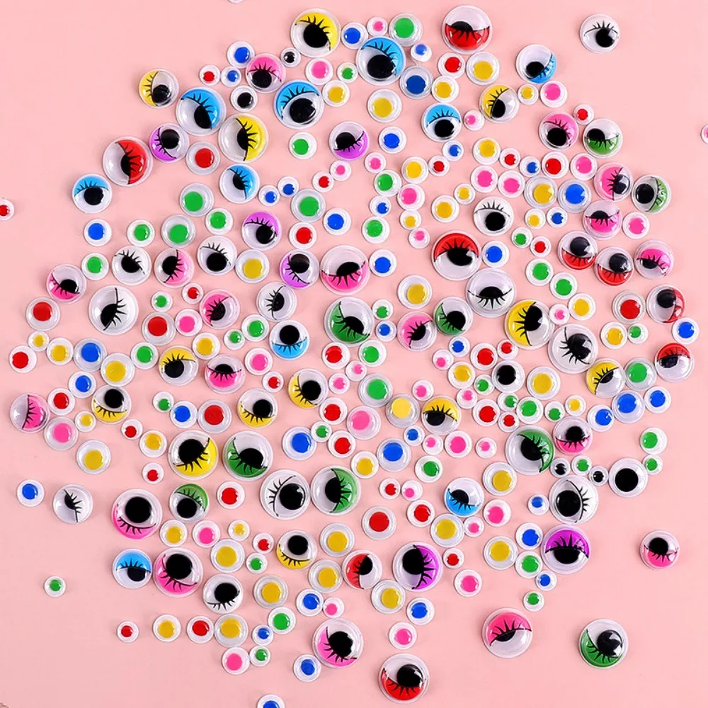 50/100pcs/bag 3D Dolls Activity Eyes Plastic DIY Colorful Activity Eyeballs With Adhesive Backed Handmade