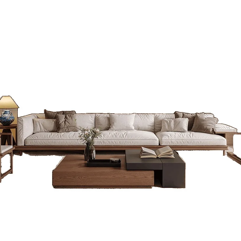

Sofa Solid Wood Straight Row Technology Set New Chinese Zen Living