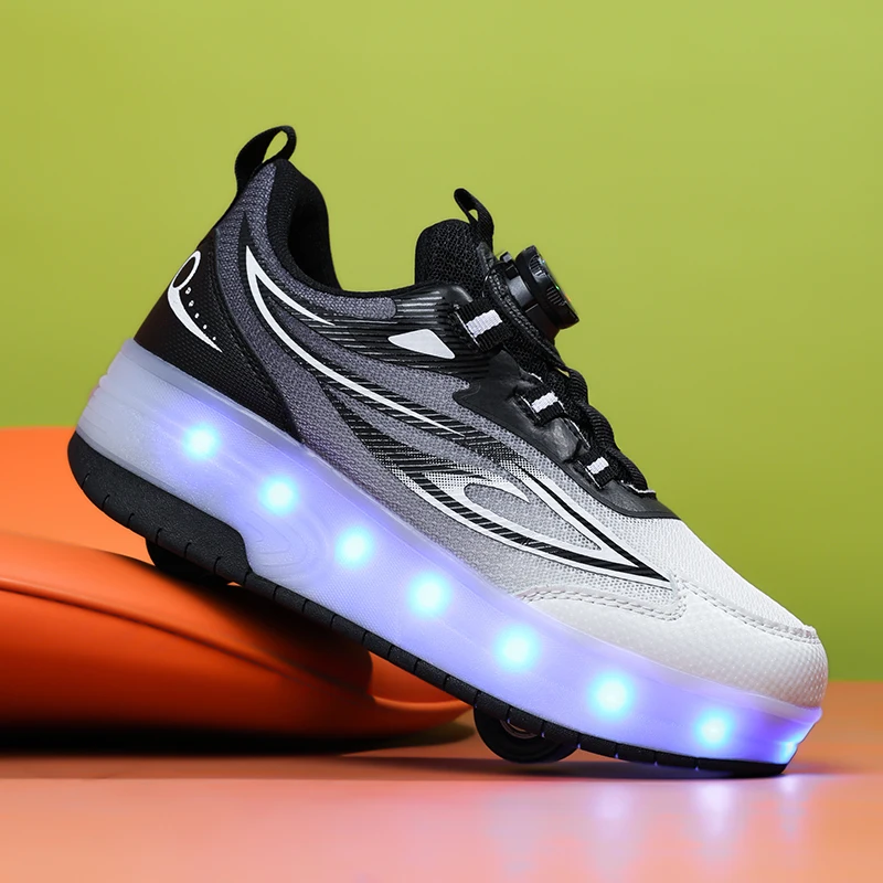 

Roller Sneakers for Girls: 2-Wheel Invisible Light-Up Roller Shoes, Kids' Sports Skates with Hidden Wheels