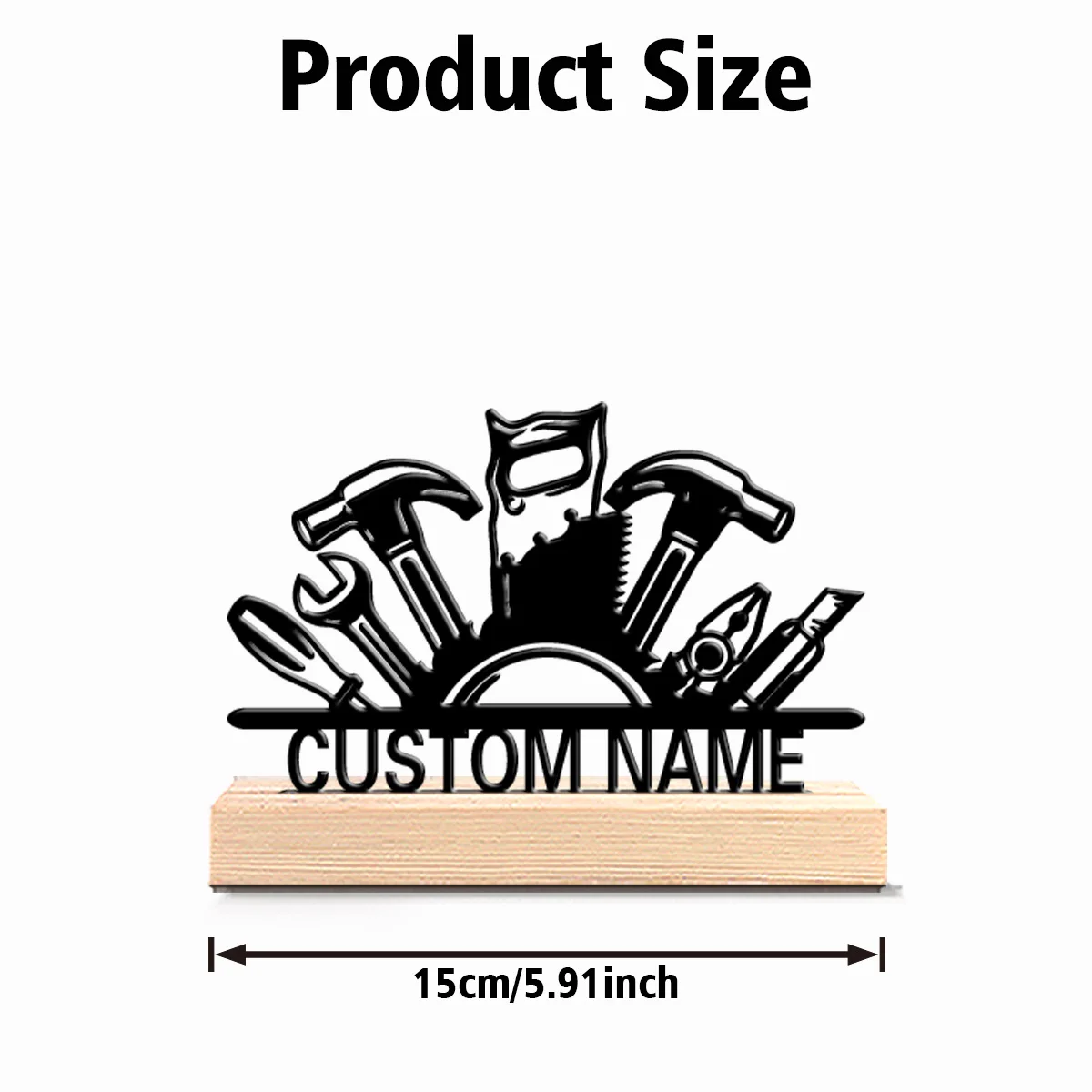 1pc New Design Personalized Custom Repair tools Metal Statues With Wooden Base Tabletop Decoration Industrial style decoration s