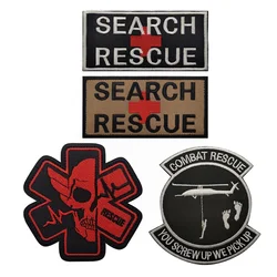 SEARCH RESCUE Embroidery Patches Helicopter Rescue Search Badge Military Tactical Morale Hook and Loop Patch for Clothing