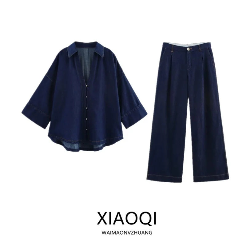 

Spring 2025 Women's Casual Wide Sve Collared Denim irt Versatile Faionable New Arrival 25-35 Years Old Suitable