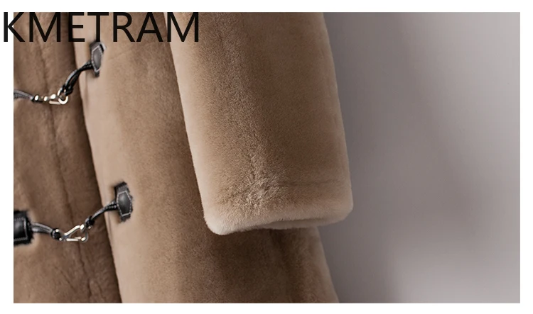 내추럴 메리노 울 양털 양면 퍼 재킷 여성 중간 길이 리얼 퍼 코트 후드 겨울옷 2025 퍼리 재킷