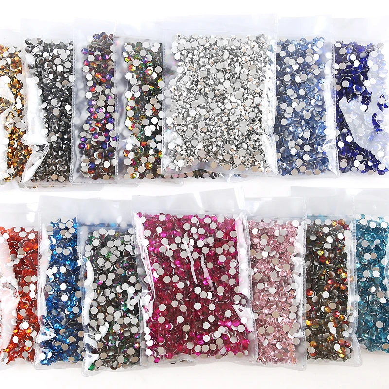 QIAO SS4-SS30 Colorful Rhinestones Flatback Non Hotfix Strass Glitter Crystal Rhinestones for Clothing Decor Nail Art Gem Crafts