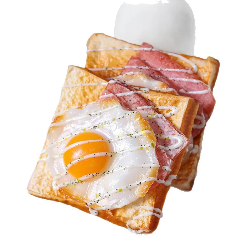 Simulazione morbida Pane tostato Giocattolo da spremere Giocattoli antistress Uovo Croissant Toast sensoriale Uova Giocattoli per bambini Regali di Natale per feste