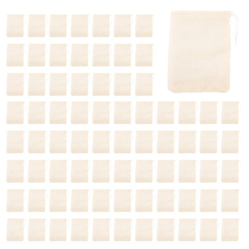 Hot kf-200 Pieces Drawstring Cotton Bags Muslin Bags,Tea Brew Bags (4 X 3 Inches)