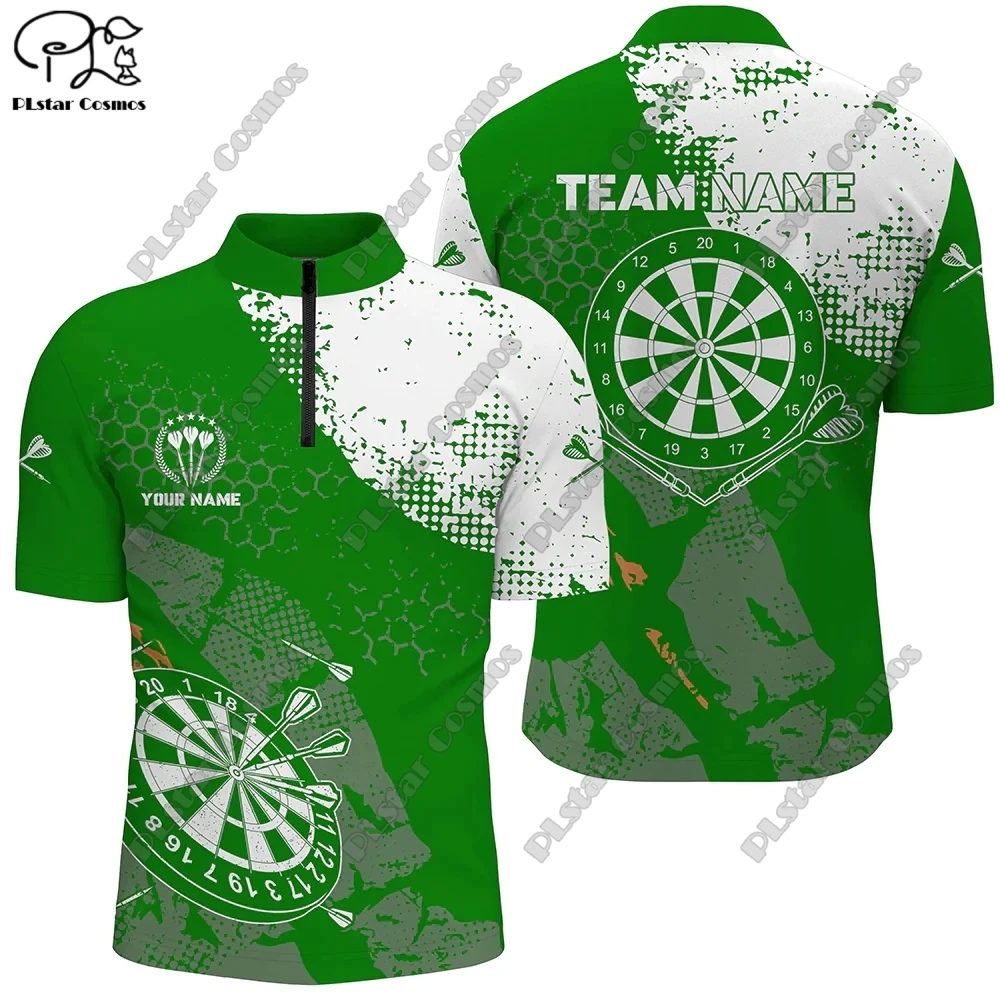 New personalized 3D printing dart throwing pattern zipper POLO shirt T-shirt unisex gift casual team throwing sports series F-9