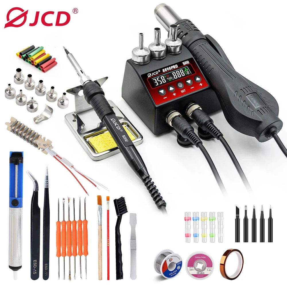 JCD nuovo 8898Pro 750W 2-in-1 stazione di saldatura pistola ad aria calda saldatore Set Kit Display digitale LCD per SMD BGA riparazione strumento