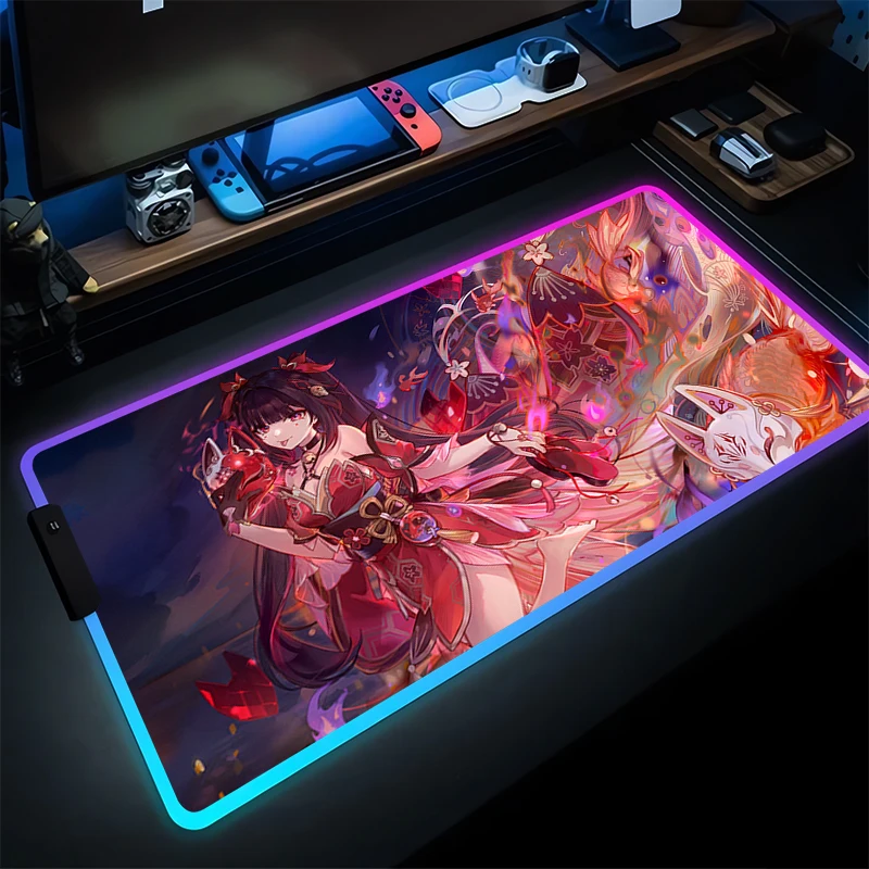 لوحة الماوس أنيمي LED ملحقات ألعاب الكمبيوتر المحمول لوحة الماوس ألعاب RGB جهاز كمبيوتر شخصي Honkai Star Rail Sparkle لوحة المفاتيح حصيرة مكتبية لطيفة