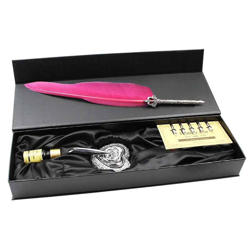 Featty Feather Pen Set - Calligraphy Feather Pen Set For Lover