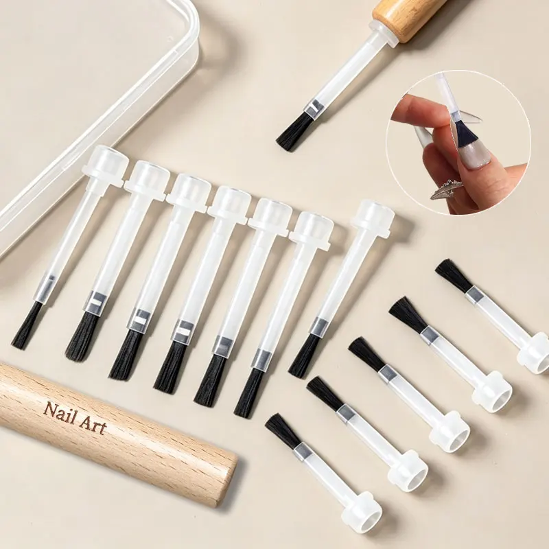 Disposable Nail Polish Brush Detachable Plastic Replacement Brush Head Black Nail Art Brush Tools Nail Polish Applicator Pen