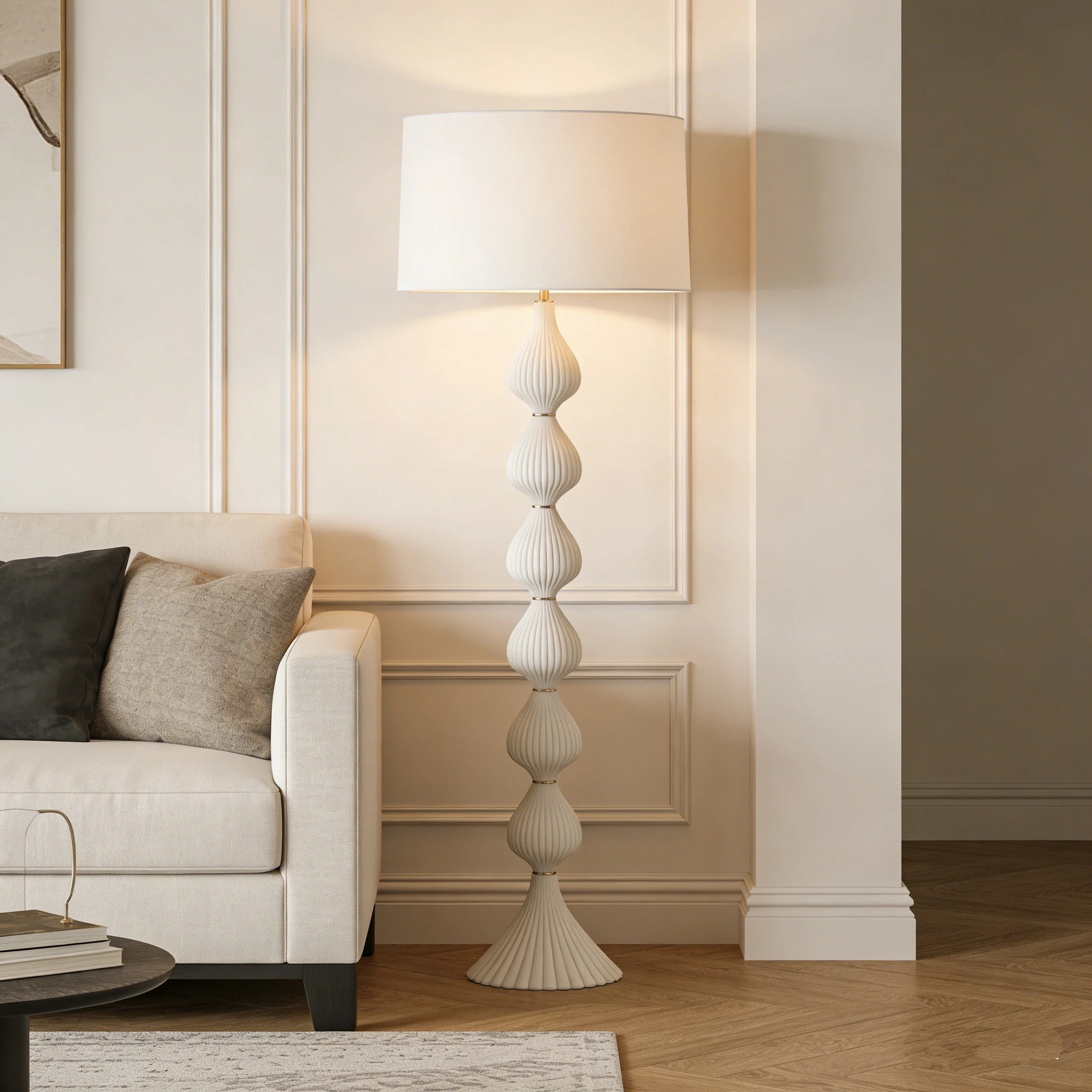 Riverstone Floor Lamp, Sofa Living Room, Modern Floor Light Remote Control Reading White Large Table Lamp, Study Led Floor Lamp