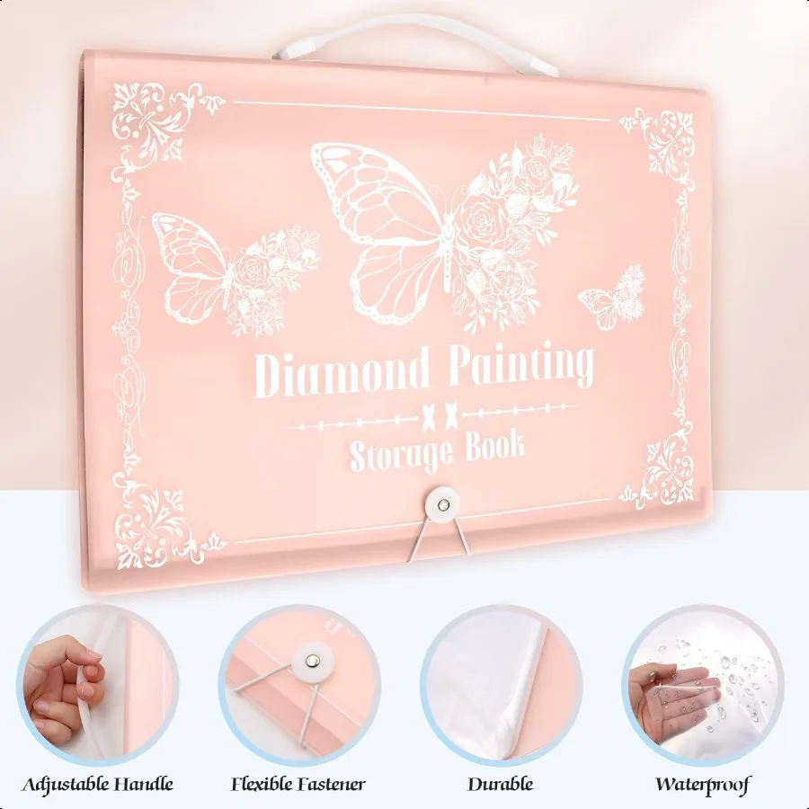 2 Pack A3 Diamond Painting Storage Book Handheld 60 Pages Diamond Art Portfolio Large Diamond Art Storage Folder Suitable for 1