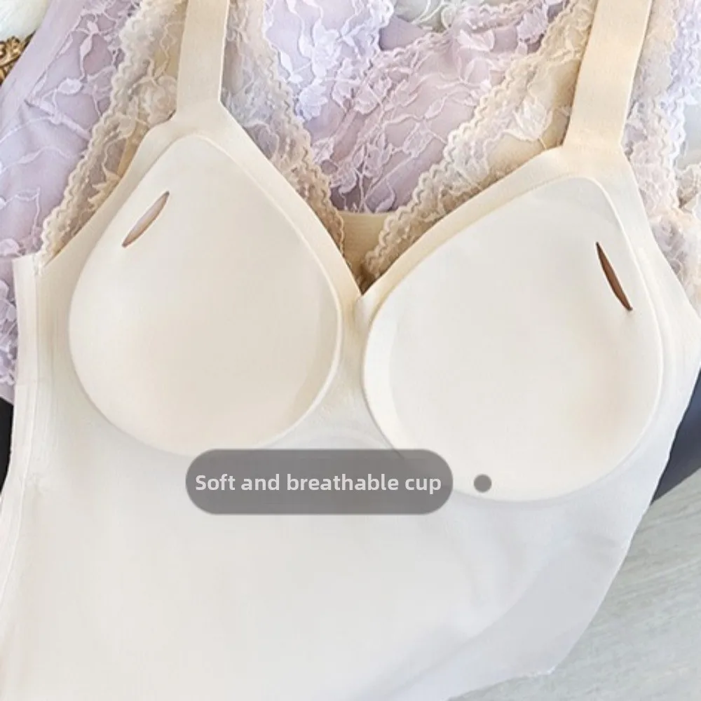 

Korean Style Mesh Flower Lace Camisole Slim Fit Camisole with Pads Crop Tops Streetwear Lace Crop Top Suspender Vest Lady