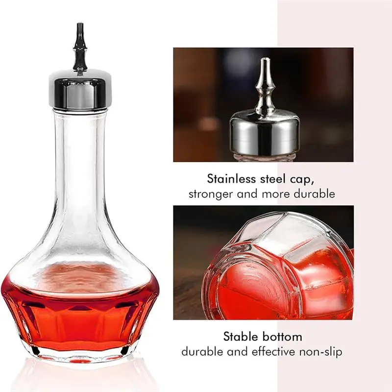 A74E-Dasher Top Glass Dash Bottle 6 PCS 50Ml/1.6Oz Bitters Bottle Set Professional Bar Tool For Cocktail For Making