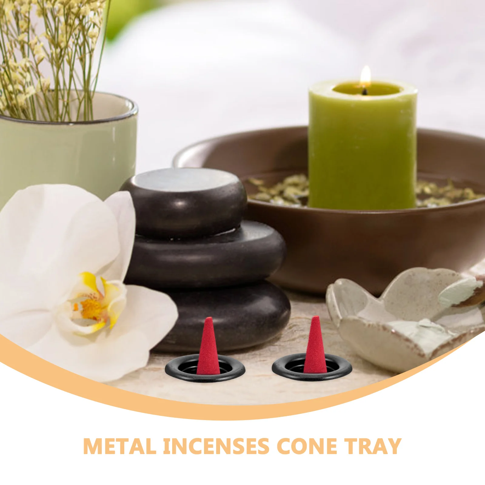 50 قطعة صينية البخور المعدنية لتصميم المخاريط الروائح الموقد حامل محمول للمنزل مكتب اليوغا التأمل ديكور #1