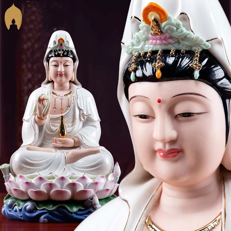 2023 TOP grade COLOR Porcelain GUAN YIN PU SA BUDDHA home Altar shop Worship efficacious Talisman family Goddess Mascot statue