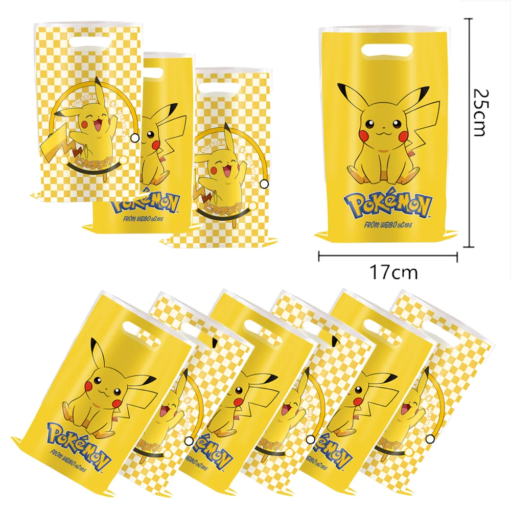 10pcs 16.5*25cm Cartoon Pokemon Gift Bag Loot Bag Kid Girl Birthday Party Supplies Pikachu Decorations Kids for Party Favors