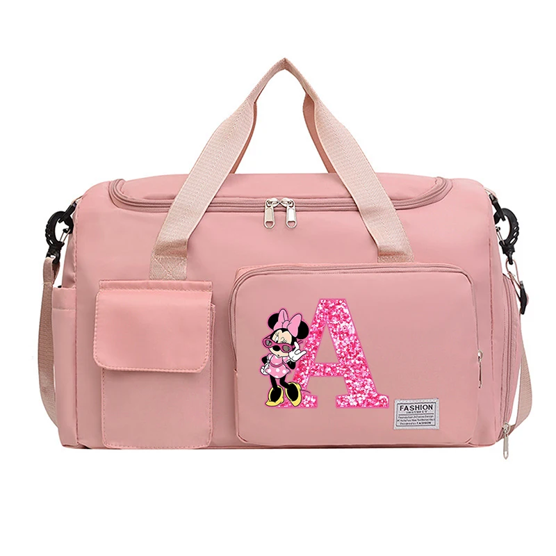 Minnie Mickey Mouse Disney Women Carry on Travel Bag Lady Gym Weekend Duffle Bags with Shoe Compartment Sport Fitness HandBag