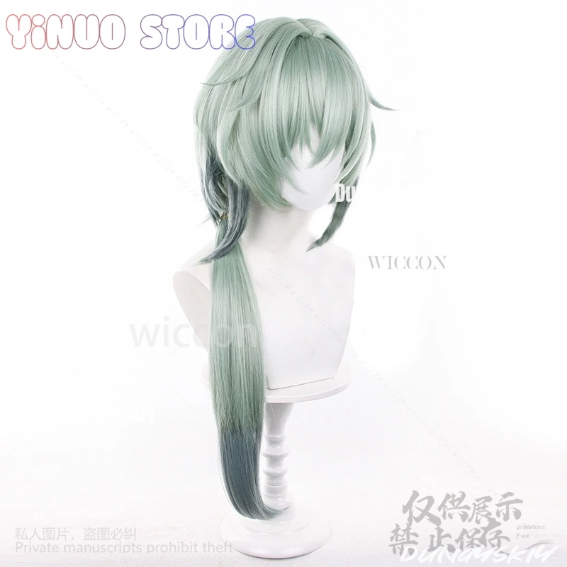 أنكسا تأثيري أنيمي لعبة هونكاي ستار السكك الحديدية زي الأخضر الشعر الطويل الجانب منخفضة ذيل حصان تاتو شعر مستعار لجميع القديسين عيد الميلاد مخصص