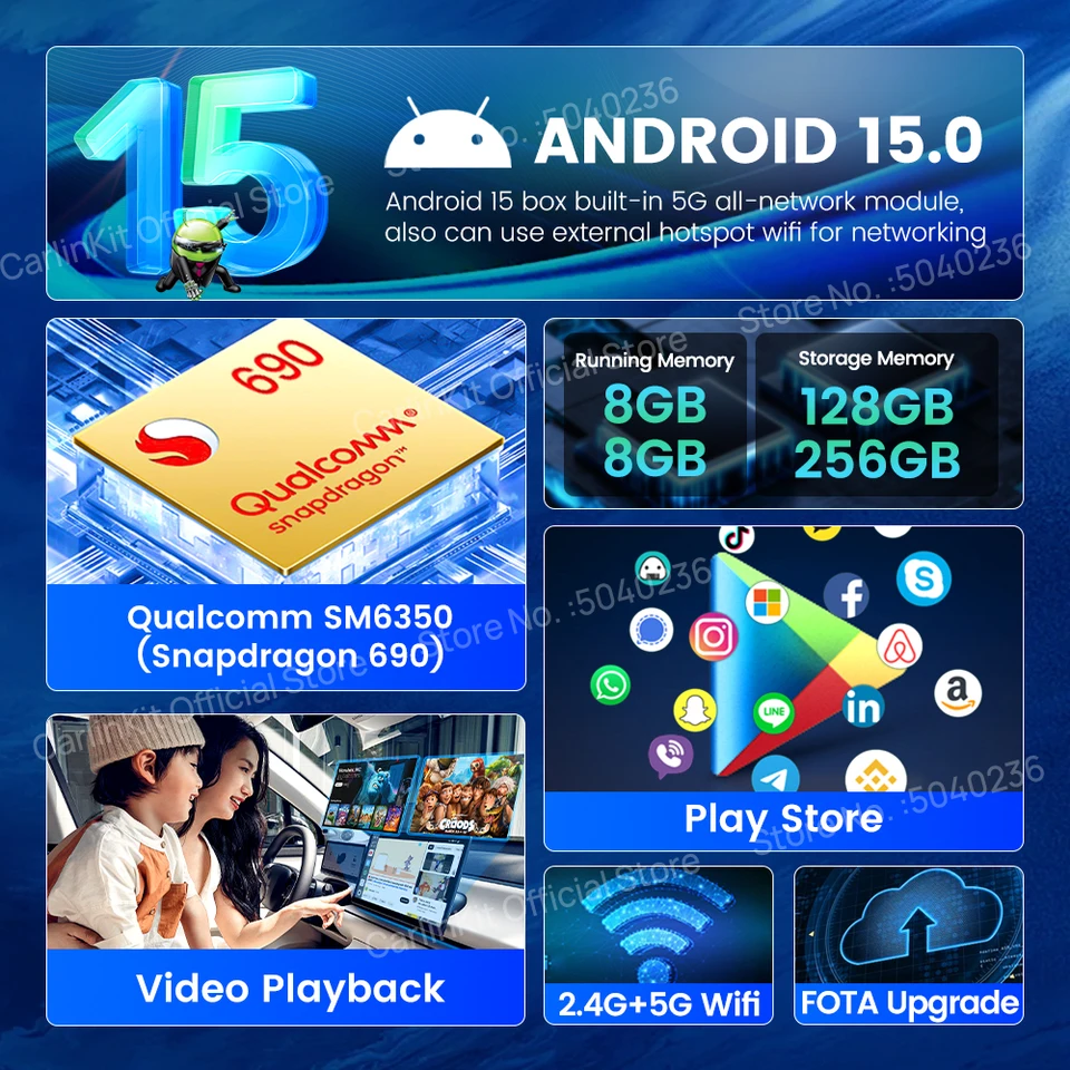 カーナビ CarlinKit Tbox Ultra2 Android 15 128GB Carlinkit Ultra 2 Android 15 CarPlay Ai Box Wireless Android Auto