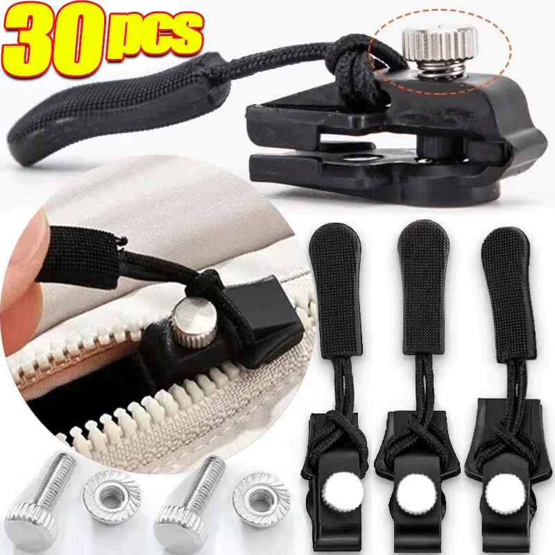 30pcs Zipper Repair Kit Universal Instant Zipper Repair Replacement Zippers Sliding Teeth Rescue Zippers Head 3 Different Sizes