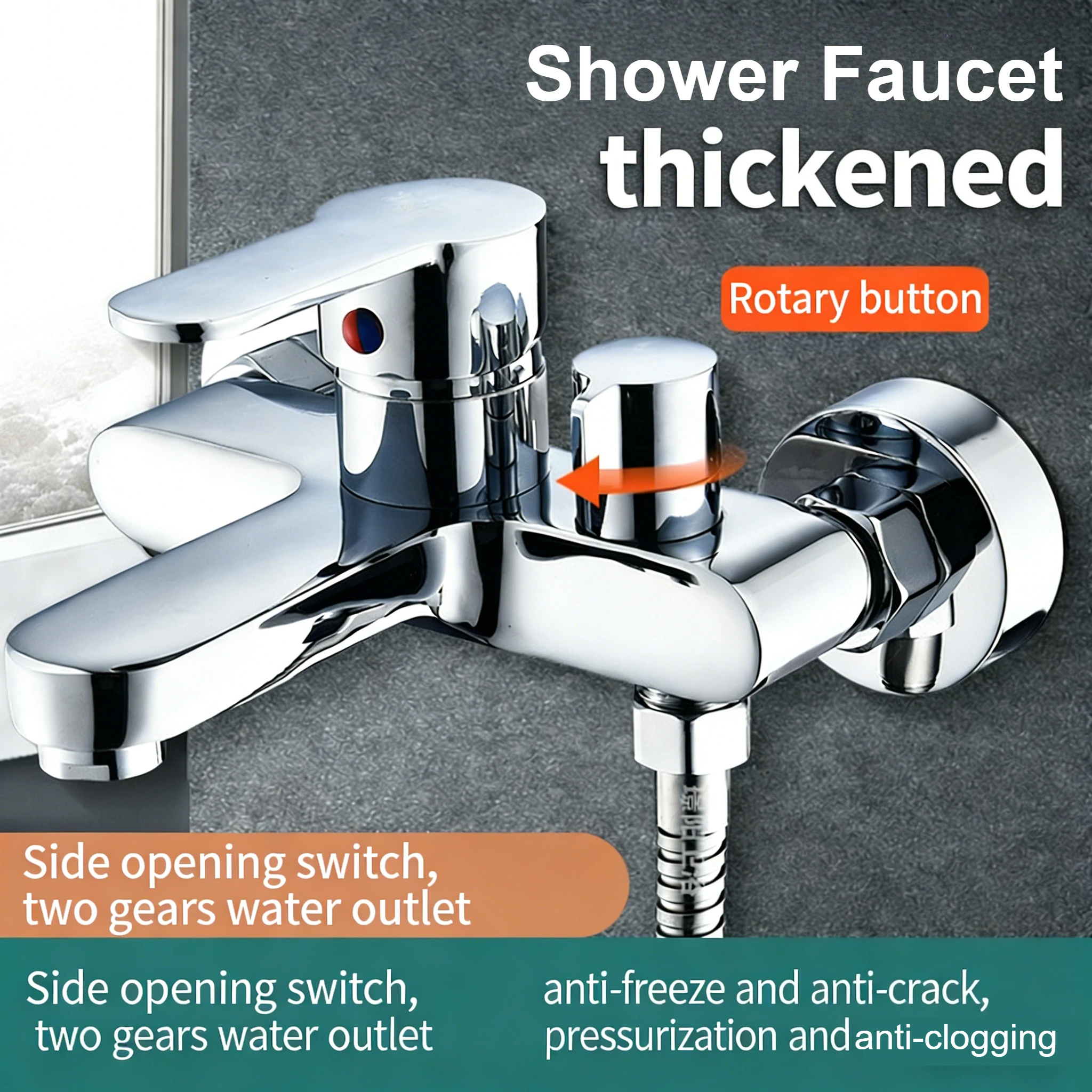 

Wall Mounted Showerhead Set Bathroom Accessories Hot and Cold Water Tap Chrome Bathtub Faucet Shower Faucet Bathroom Mixer Tap