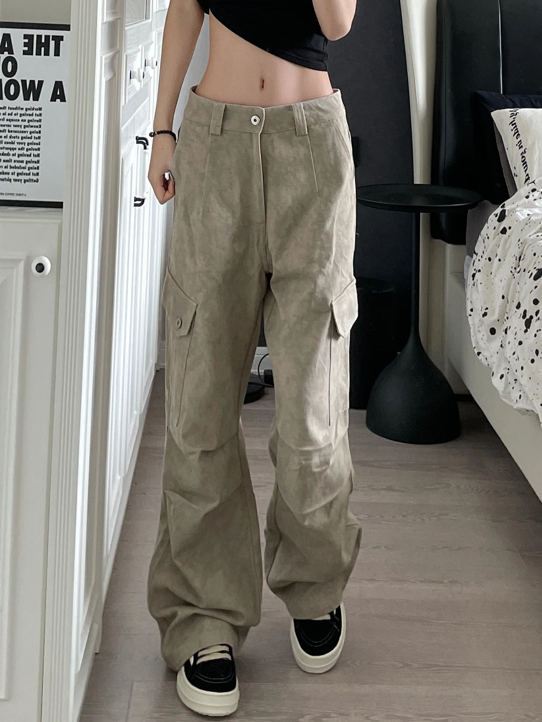 Calças Cargo com Padrão de Mármore Retro Americano, Corte Largo, Estilo Casual para Homens e Mulheres, Jeans de Verão