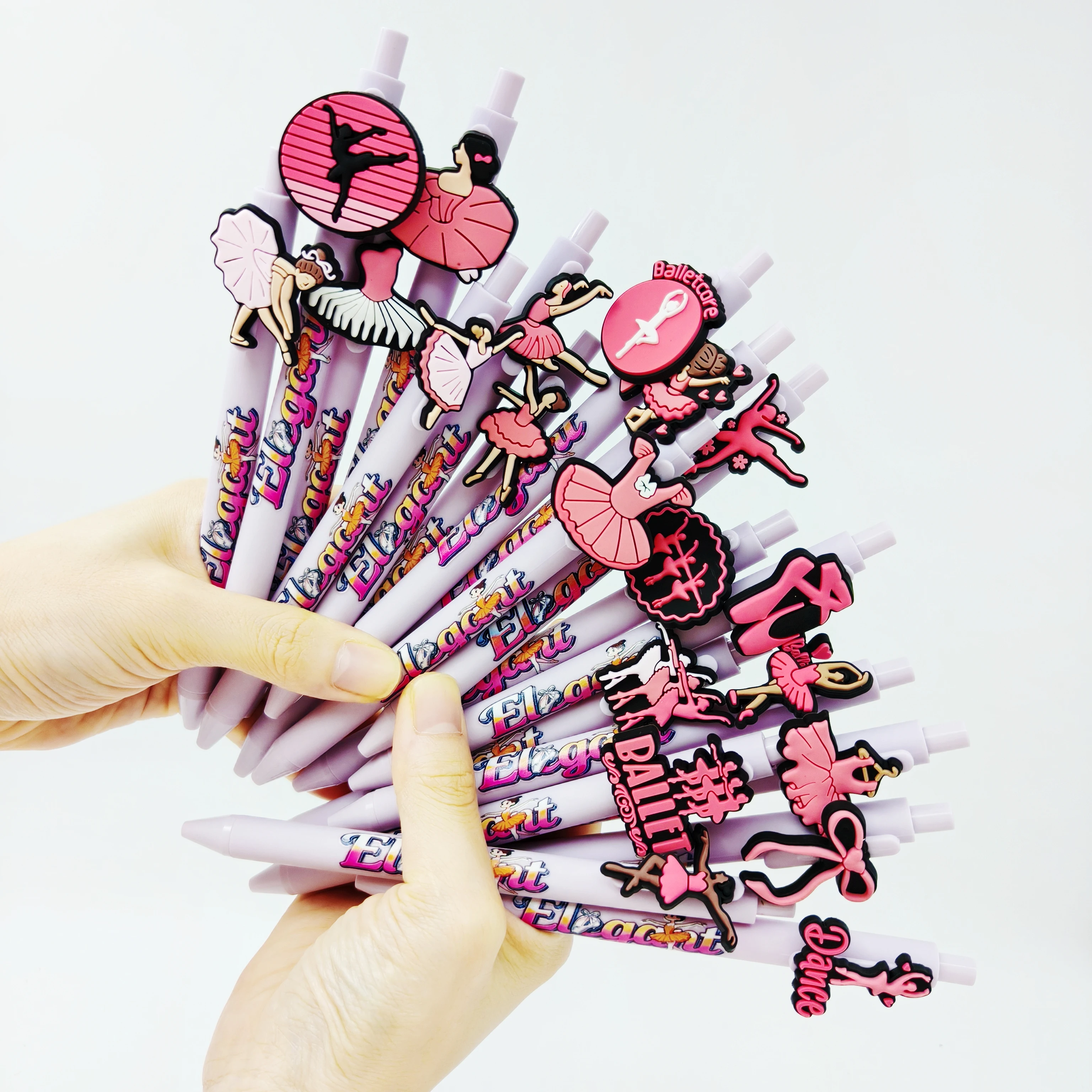 

11pcs/15pcs Ballet Theme Modeling Patch Ballpoint Pen Taro Purple Ballet Printing Pattern Gel Pen