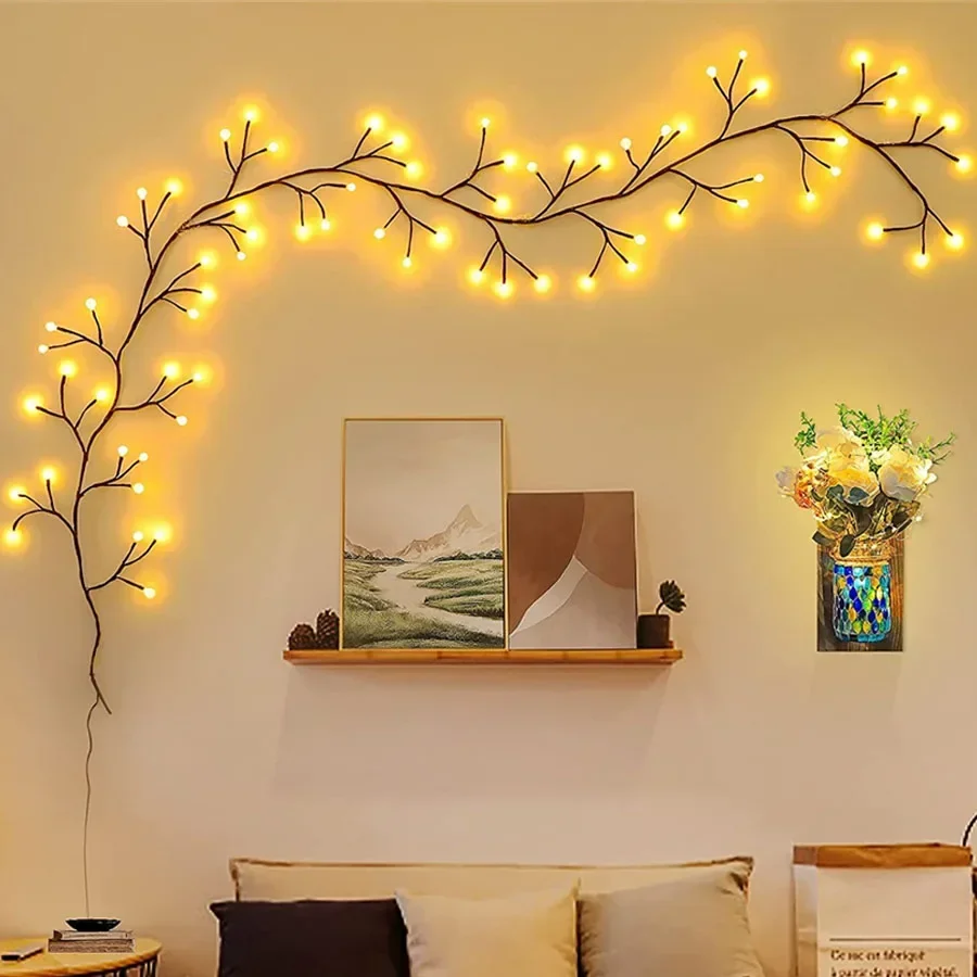 

2.5M 72 LED Willow Vine Lights with Globe Ball Fairy Light Flexible Enchanted Garland Light Artificial Plants Tree Branch Light