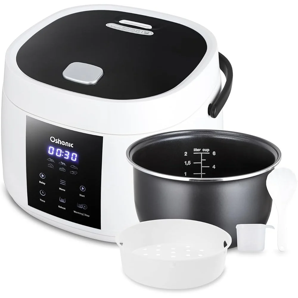 Elektrischer Reiskocher mit 6 Tassen, 6-in-1-Multikocher, intelligenter, antihaftbeschichteter, tragbarer, schneller Kochtimer, spülmaschinenfest, ideal für Reisen, Camping