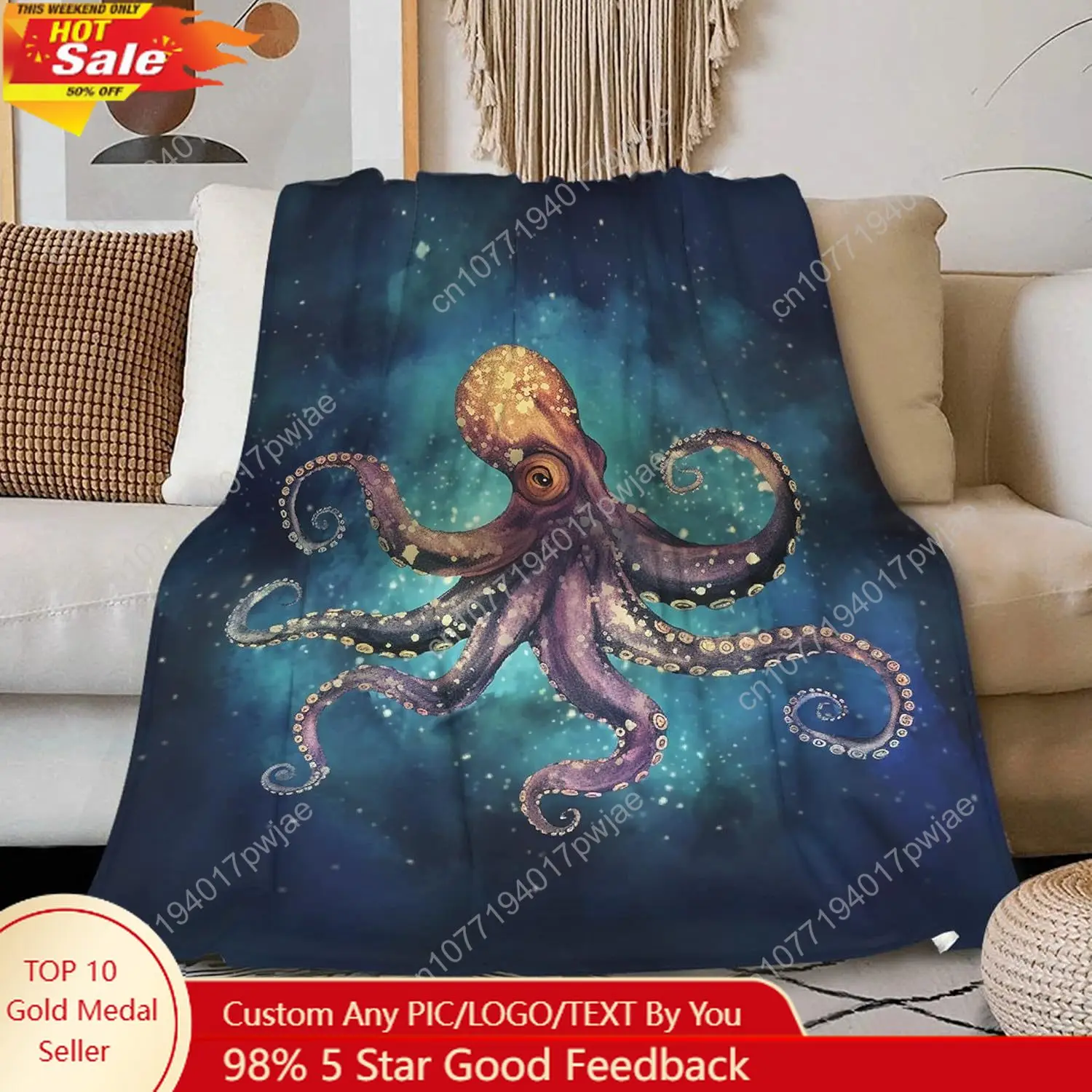 

Octopus Fleece Throw Blanket Lightweight Super Soft Flannel Bed Blanket Perfect Home Decor for Couch Chair Sofa Custom blankets