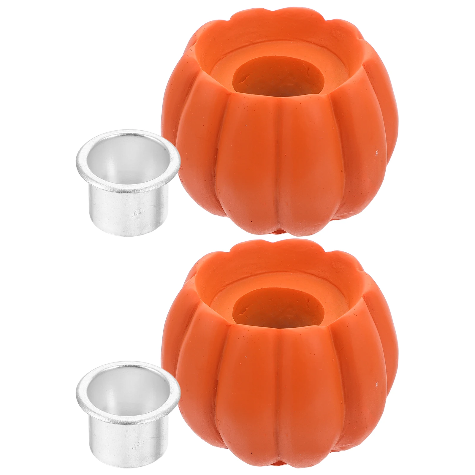 

2 Pcs Pumpkin Candlestick Holders Candlesticks for Candlelight Halloween Banquet