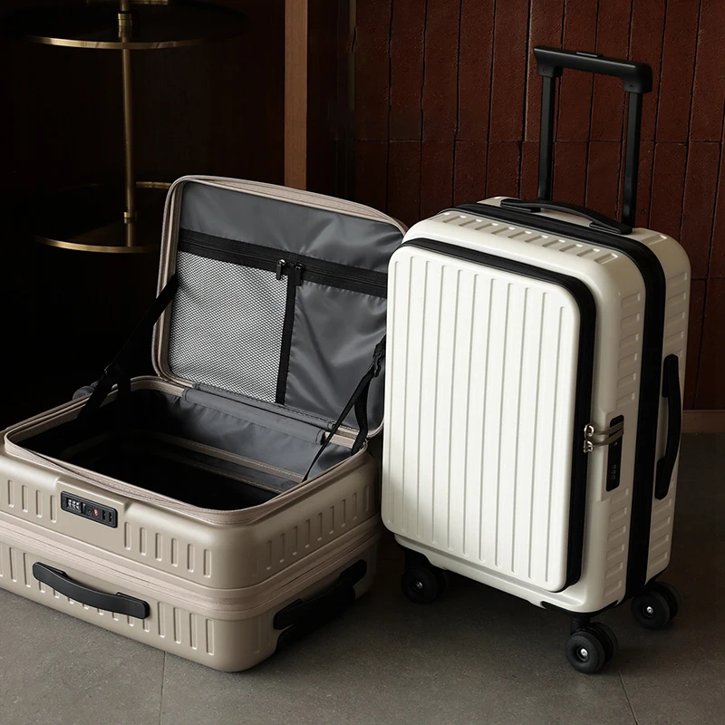 

Front Opening Travel Suitcases Trip Cabin 22/26/30/32 Inch with Cup Holder Zipper Expansion Luggage Large Capacity Trolley Case