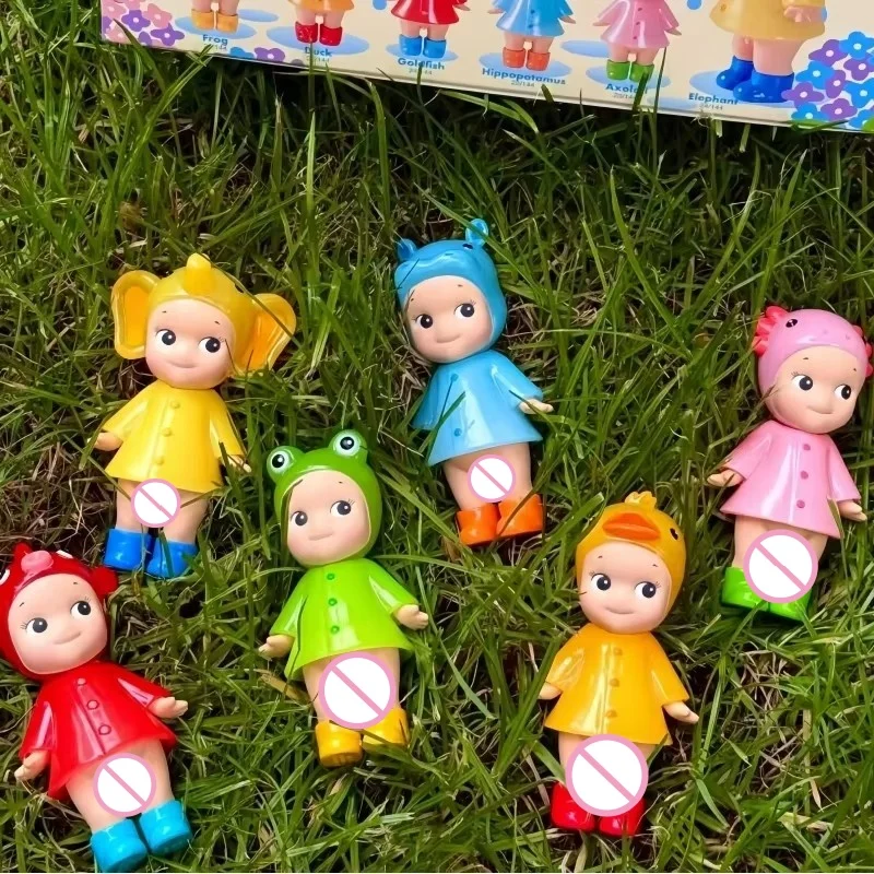

100% Original Sonny Angel Mini Figure I Love Rainy Day Series Toy For Girl Mystery Box Frog Duck Goldfish Hippopotamus