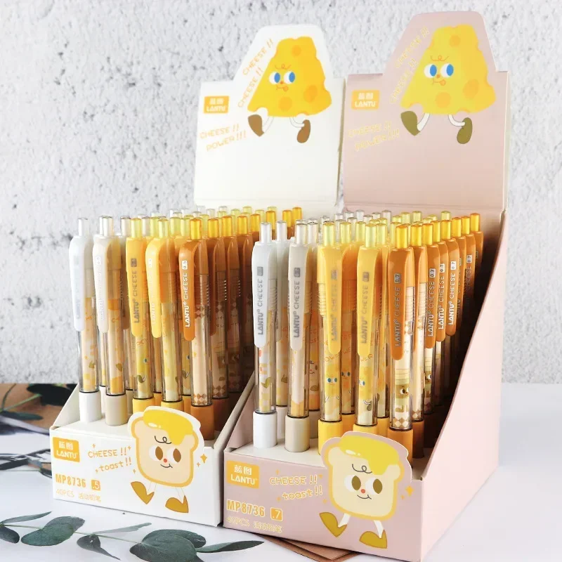 2-4pcs Mechanical Pencils Kawaii Cheese 0.5/0.7mm Automatic Pencils Kids Gifts Writing Tool Kawaii Stationery Office Press Pens