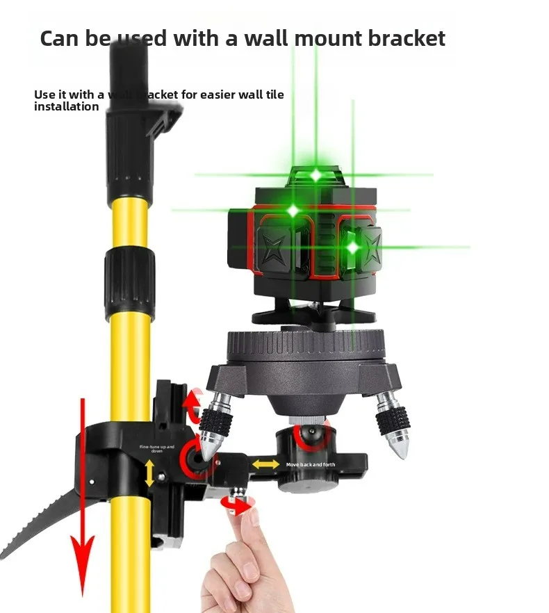 Motorized Leveling Tripod, Remote Control 360° Rotating Stand for Laser Level with Micrometer Fine Adjustment