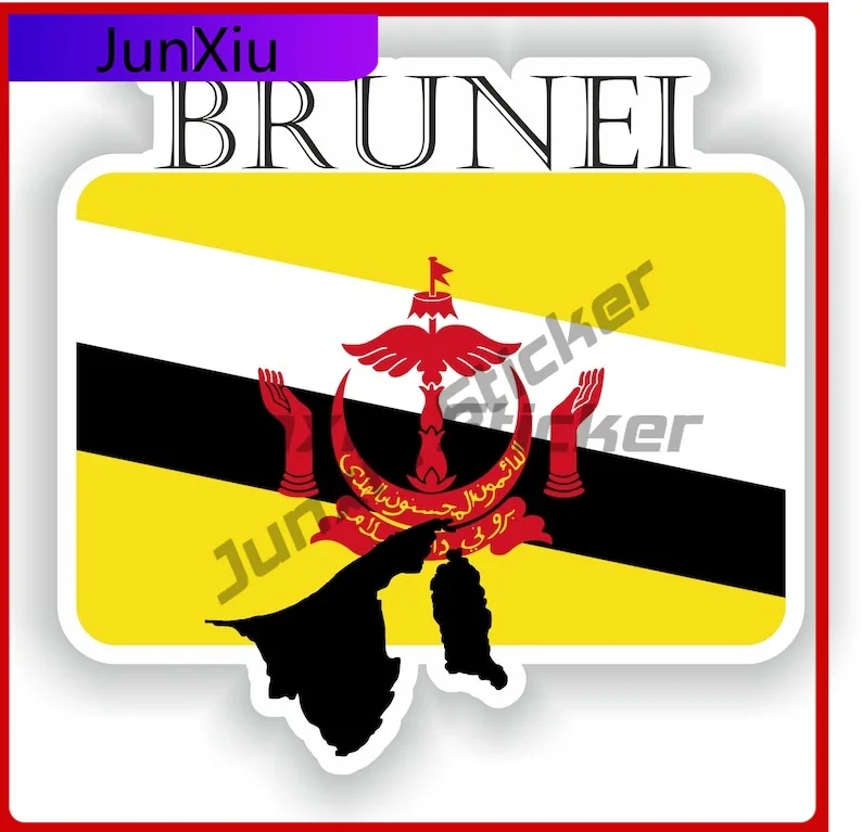 

Brunei Flag Map Stickers For Car Decoration Emblem Waterproof Decals Accessories For Windows Windshield Laptop Book Fridge Guita